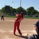 Beth hitting softball